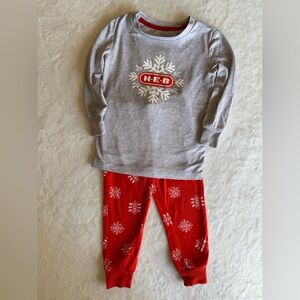 HEB Christmas Holiday Snowflake Pajamas Set 2T red gray